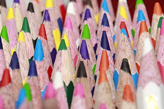 Colorful Pencils Radial Arrangement Background, Creative Art Design