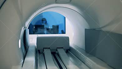 Inside view of a medical CT scanner