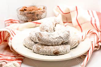 Almond Crescent Cookies with Candy Cane