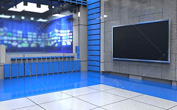 3D Virtual News Studio Background