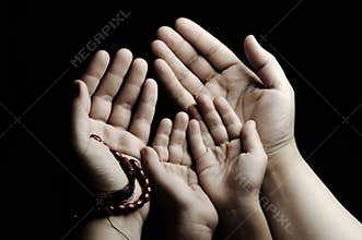 Praying and teaching, child and adult