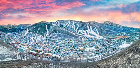 Park City, Utah, USA Downtown Drone Skyline Aerial