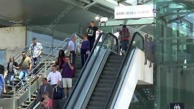 Commuting passengers at Gare de Lille Europe Station