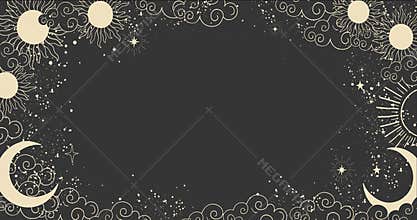 Cartoon background for astrology, tarot, magic and esotericism. Smooth 4K video rendering. Animation of a crescent moon