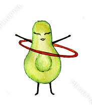 Avocado doing hula hoop clipart