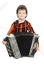 Boy playing the accordion.