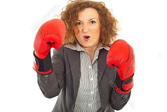 Furious business woman in attack