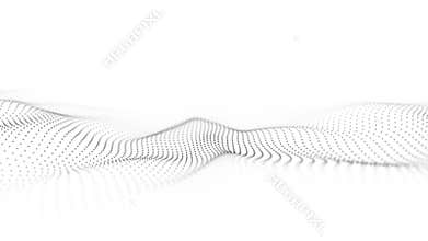 Digital dynamic wave of particles. Vector abstract white futuristic background. Big data visualization