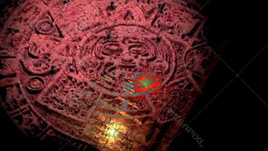 Aztec calendar and pyramid