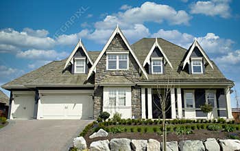 New Large Executive Maison Home House Cumulus Clouds Sky Background