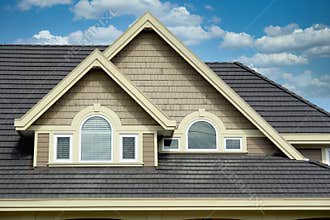 New Exterior Maison Home House Roof Details Clouds Sky Background