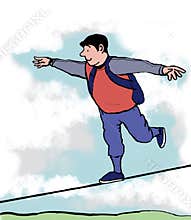 Tightrope walker cartoon