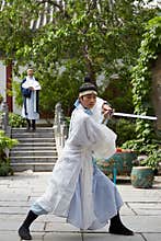 Young actors performing Kung fu, Kaifeng, Henan, China