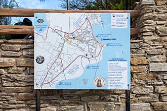 Antiparos island city map in the street.Cyclades, Greece