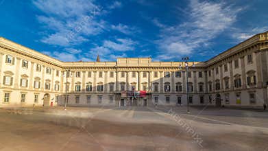 The Royal Palace of Milan timelapse . Milan, Italy