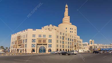 Qatar Islamic Cultural Centre timelapse in Doha, Qatar, Middle-East.