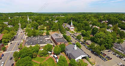 Lexington town aerial view, Massachusetts, USA