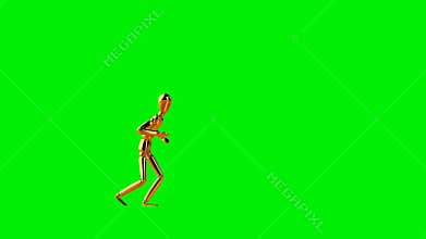 Funny golden mannequin hip hop dancing, seamless loop, Green Screen