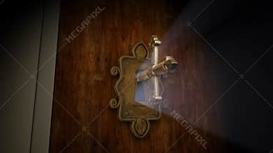Key Unlocking Wooden Door Animation 