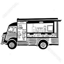 mobile coffee shop - snack bar, mini bus on wheels
