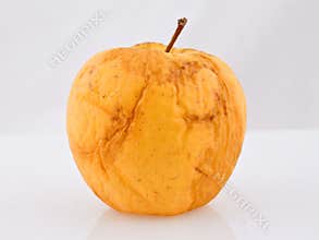 Rotten old apple with clipping path