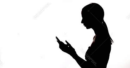 woman silhouette social media girl selfie on phone