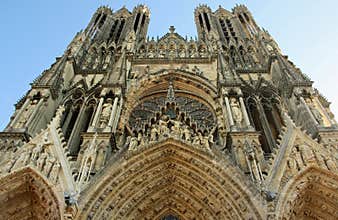 Gothic Notre-Dame Cathedral in Reims (France)