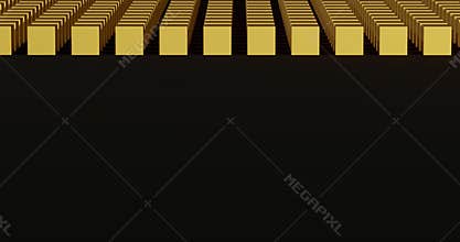 Gold cubes on a black background moving towards the viewer. 3d renderer. 4k video