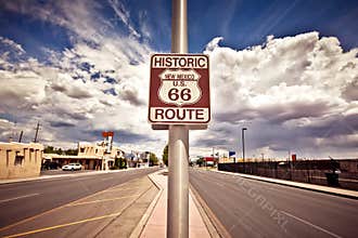 Historic route 66 route sign