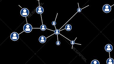 Animation of network of connections with people icons, Users Connected Network Technology.