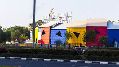 Dubai,UAE - 07.22.2021 Dubai dolphinarium building. Outdoors