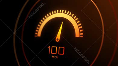 4K Car speedometer with speed level scale Animation.