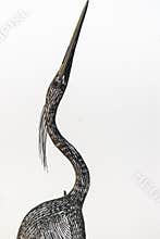 Abstract Heron Sculpture with Tiny Avian Friend