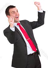 Businessman-feeling a great happy . Isolated