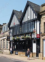 People outside the historic ship pub in brighouse west yorkshire