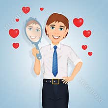 Illustration of narcissist man