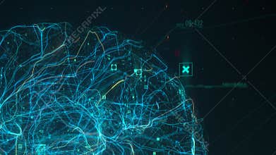 Futuristic human brain interface concept. Neurosurgery diagnostic