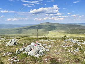 The place in the mountains where the tent of the deceased group of Igor Dyatlov stood. Russia, Northern Urals
