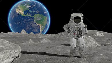 Astronaut Dancing on the moon. Elements of this video furnished by NASA. Astronaut in outer space celebrating good luck