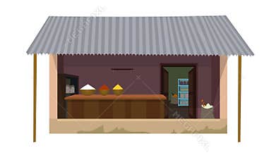 Village grocery shop isolated with white background. Indian store clipart png