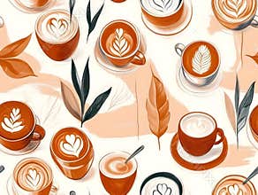 Cozy Cafe Vibes: Seamless Coffee and Leaves Pattern