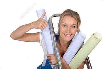 Woman with wallpaper