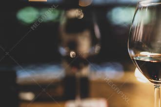 White wine in luxury restaurant, wine tasting experience at winery