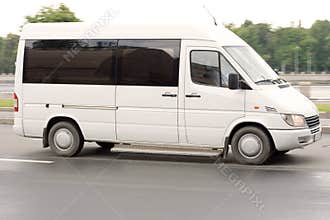 White gray blank Shuttle Bus