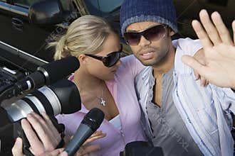 Celebrity Couple And Paparazzi