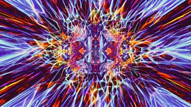 glowing neon mandala emerging from chaotic splashes of ink