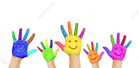 Painted smiling hands.