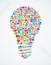 Social media icons isolated idea light bulb EPS10