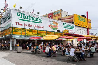 The Nathan's original restaurant at Coney Island, New York.