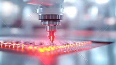 Cutting-edge medical innovation: advanced 3d bioprinter creating cell matrix in sterile laboratory environment with red